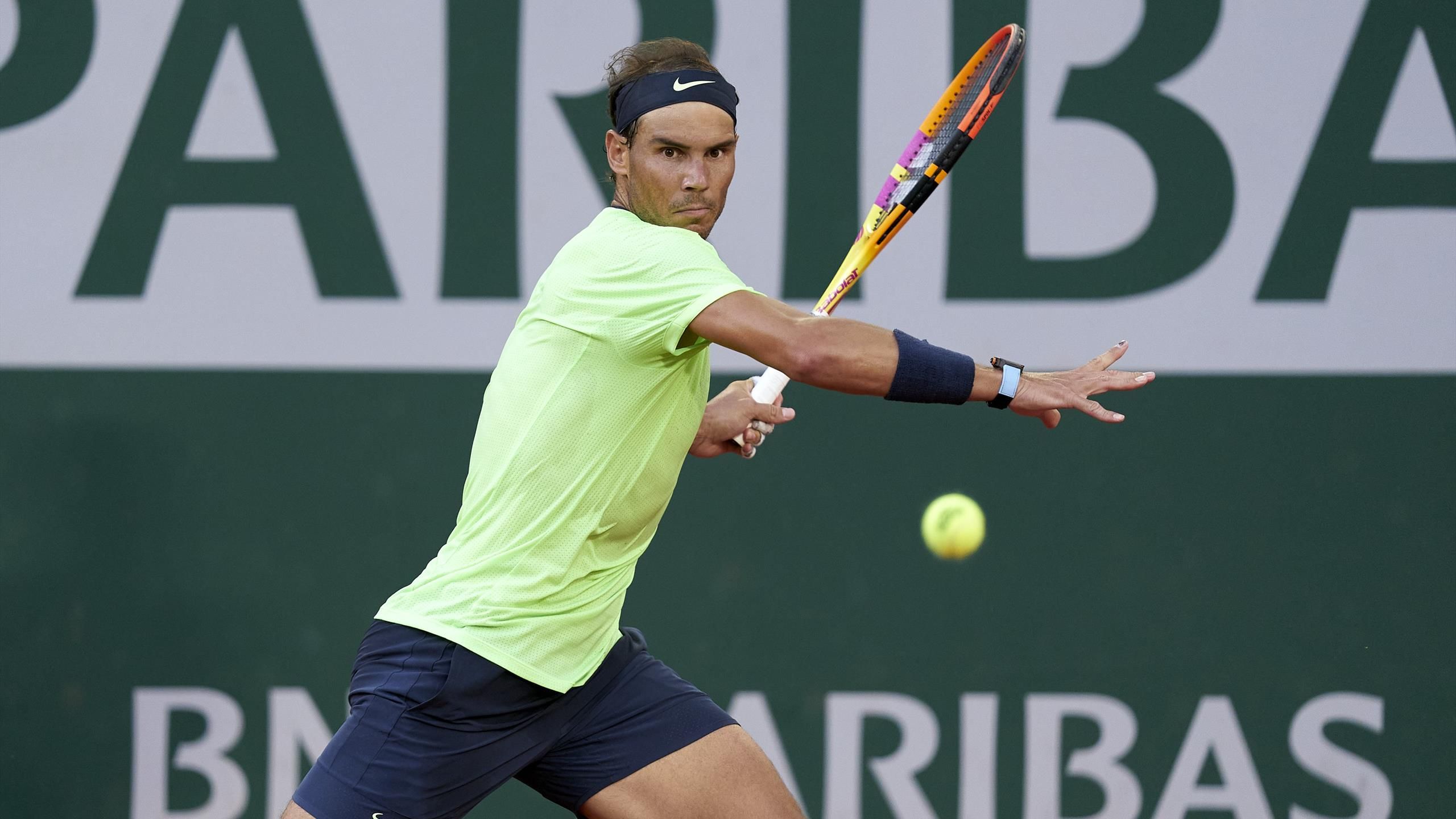 French Open tennis - Rafael Nadal flashes forehand winner down the line against Novak Djokovic - Tennis video