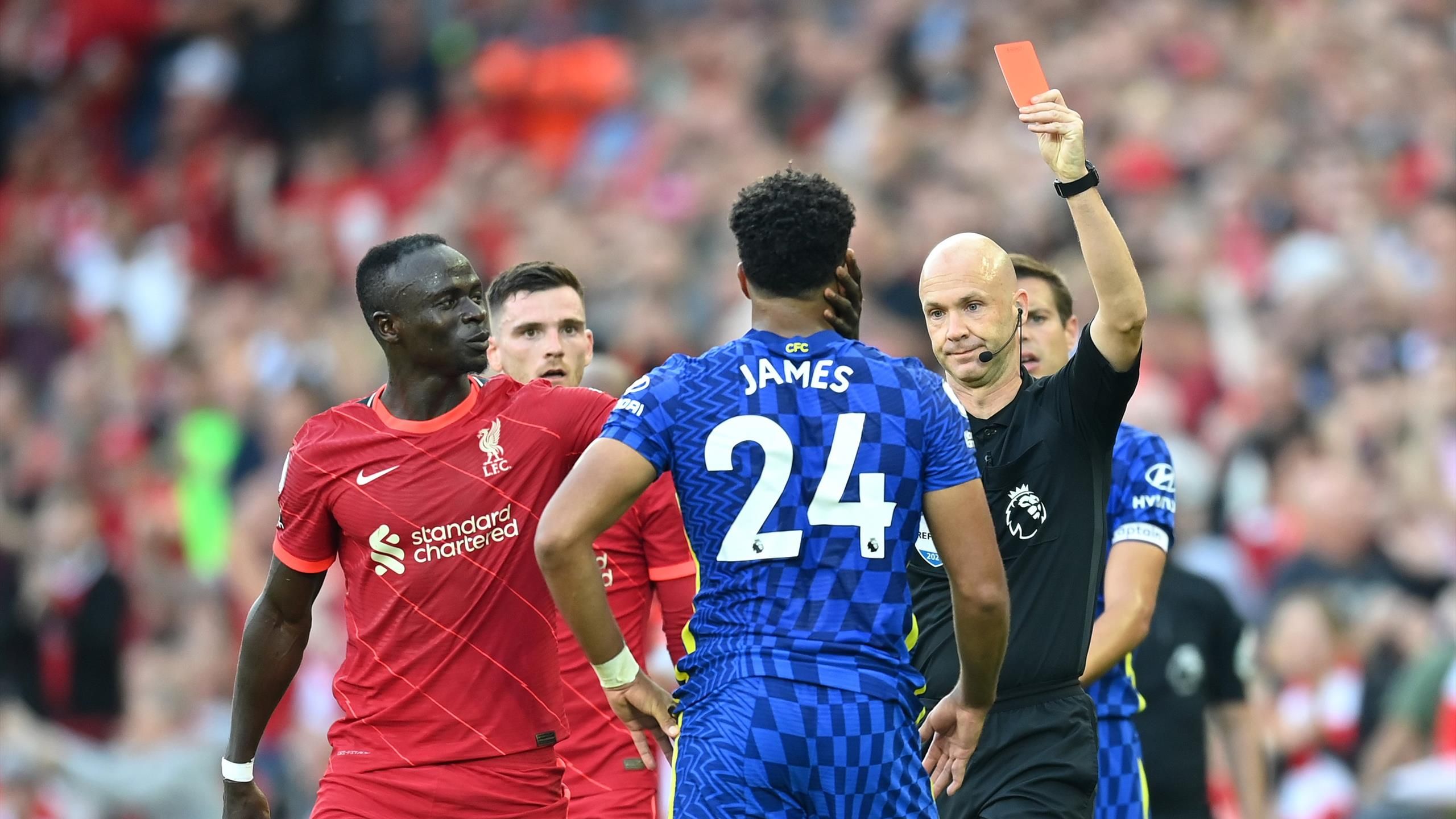 I Think He Took It Too Quick Thomas Tuchel Felt Anthony Taylor Should Have Taken Longer Over Reece James Red Card Eurosport