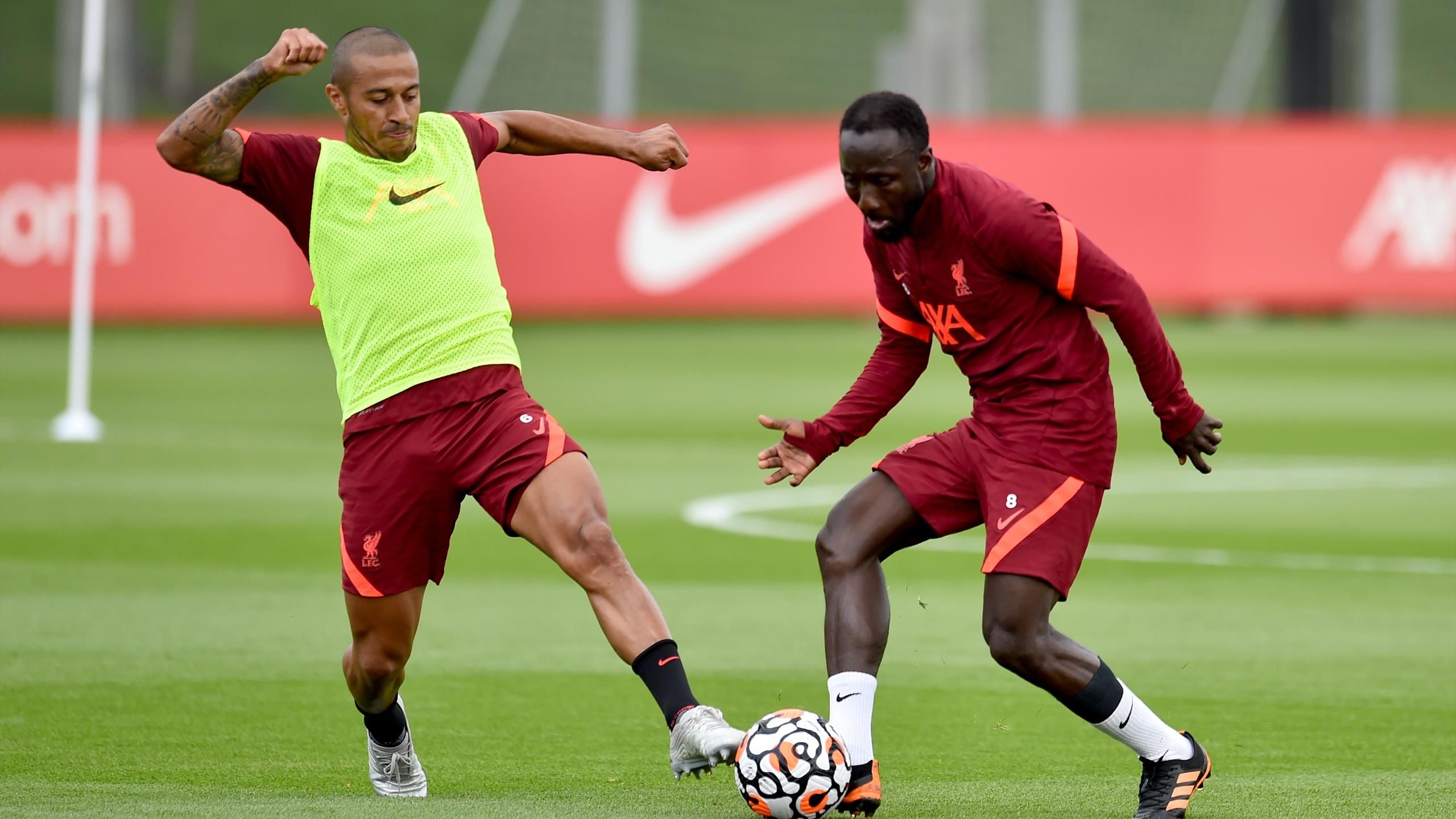 Liverpool midfield duo Thiago Alcantara and Naby Keita.