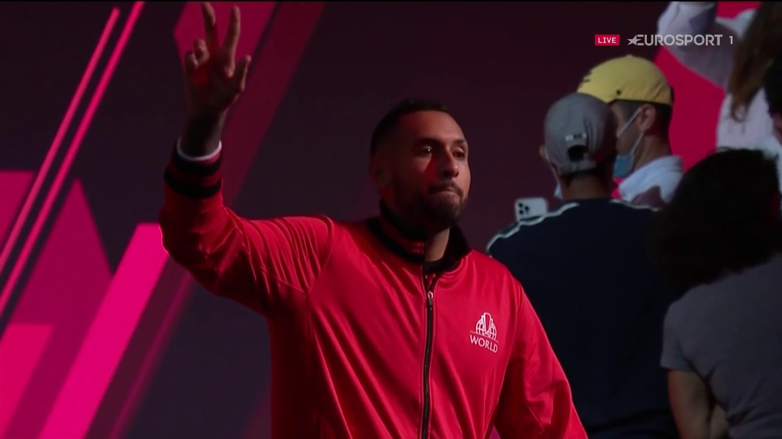 Laver Cup 2021 - Watch the moment Boston Celtics superfan Nick Kyrgios walks out at TD Garden