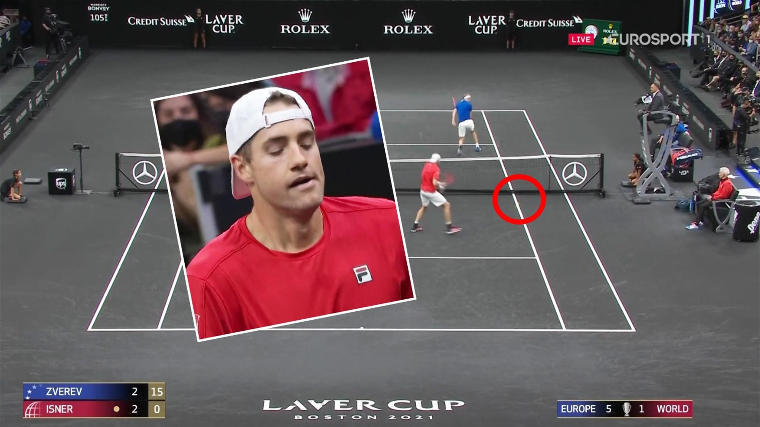 Laver Cup 2021 - Why did John Isner stop?! - Disbelief as Alexander Zverev wins bizarre point - Tennis video