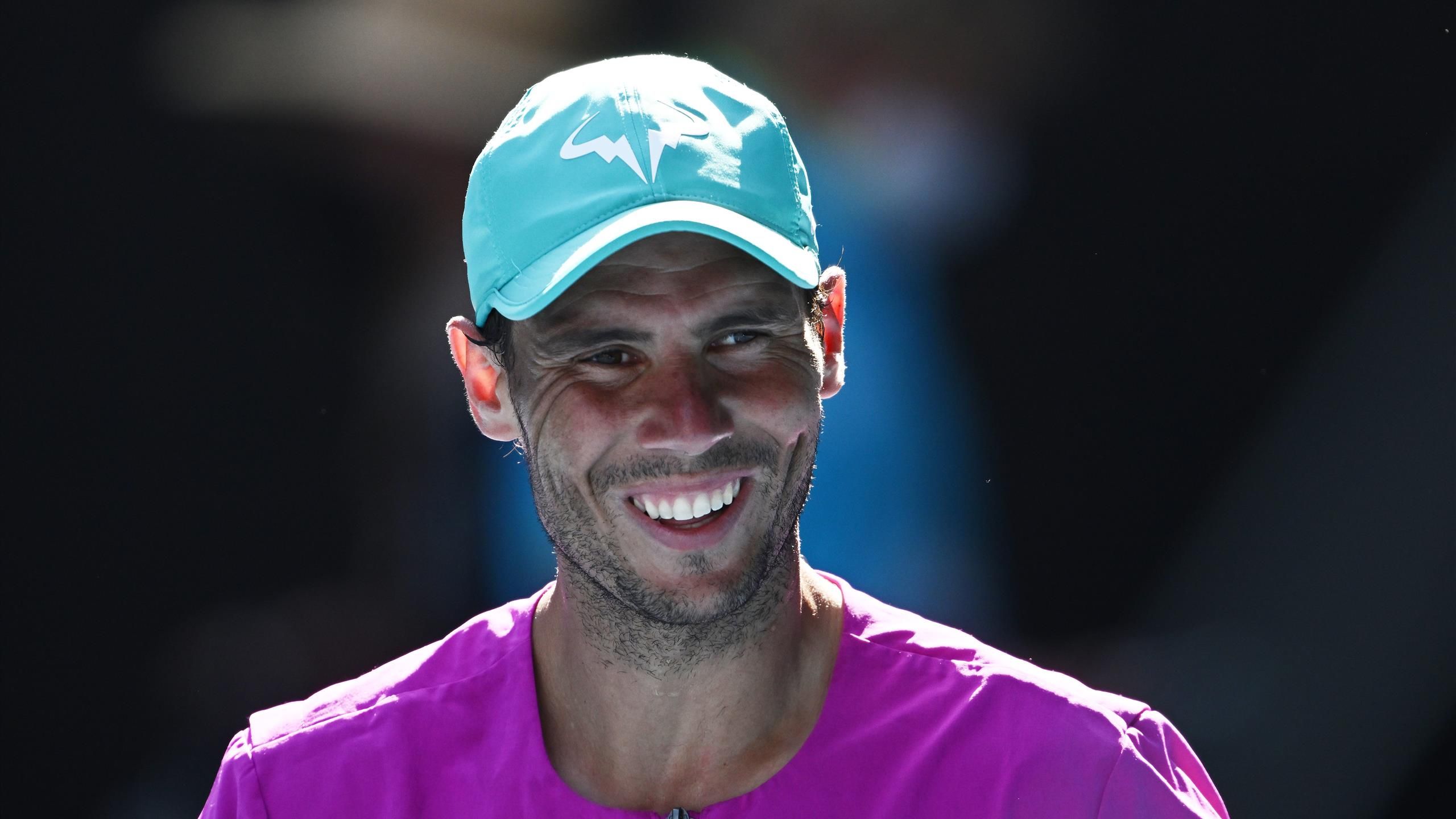 Rafael Nadal reacts 