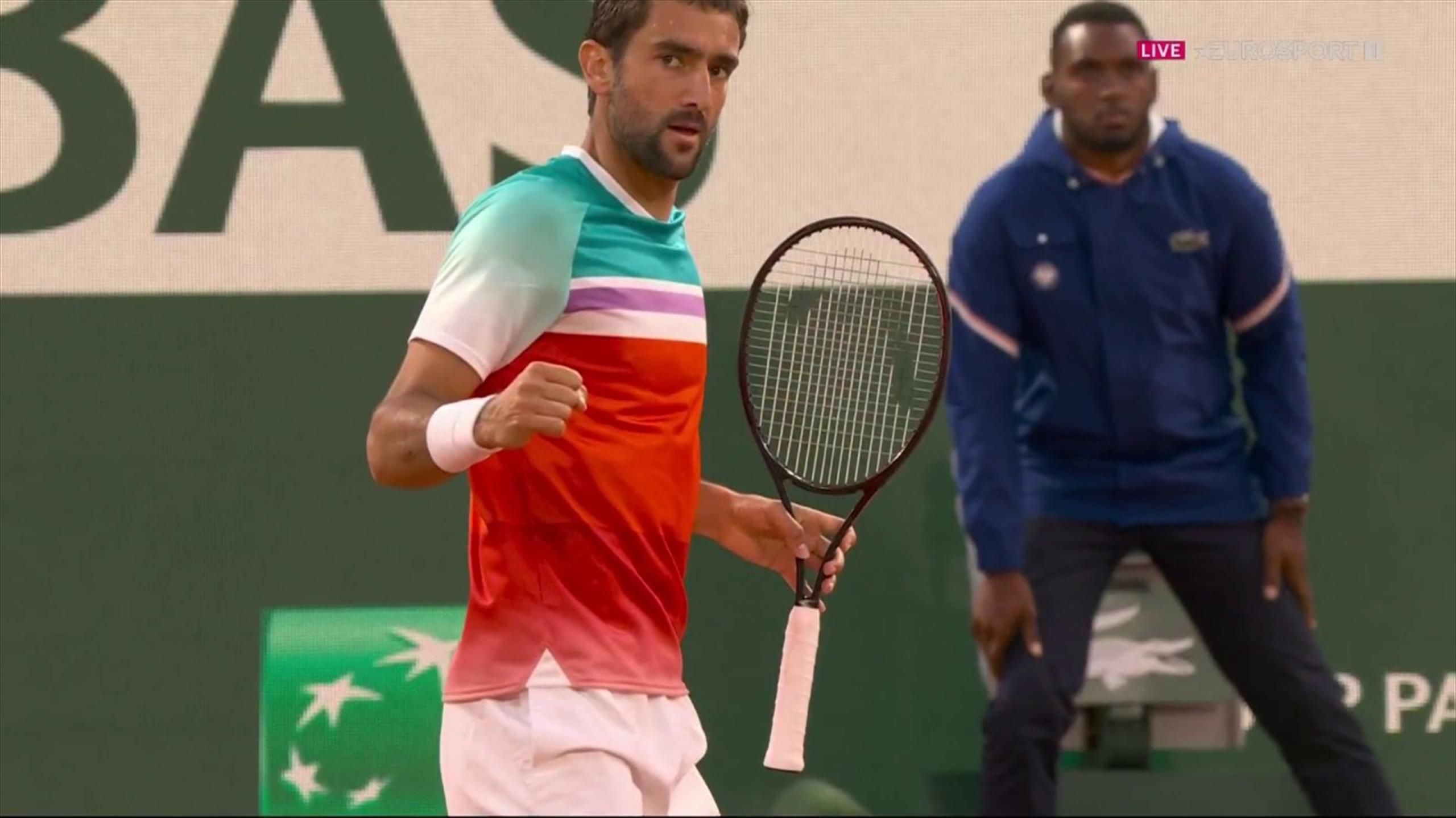 French Open 2022 Too good! - Marin Cilic hits monster forehand against Daniil Medvedev - Tennis video