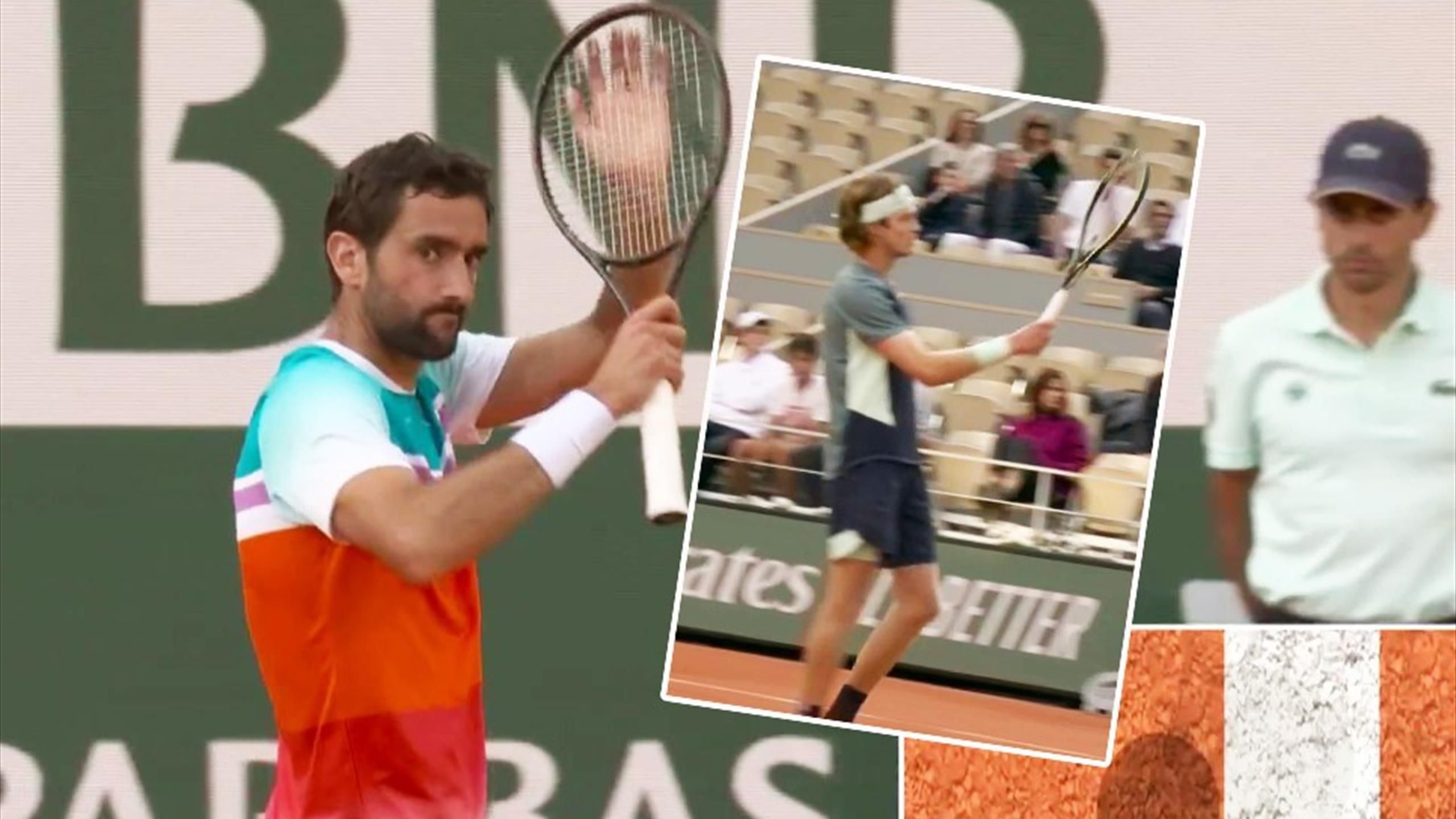 Watch amazing act of sportsmanship from Andrey Rublev as Marin Cilic applauds during French Open clash - Tennis video