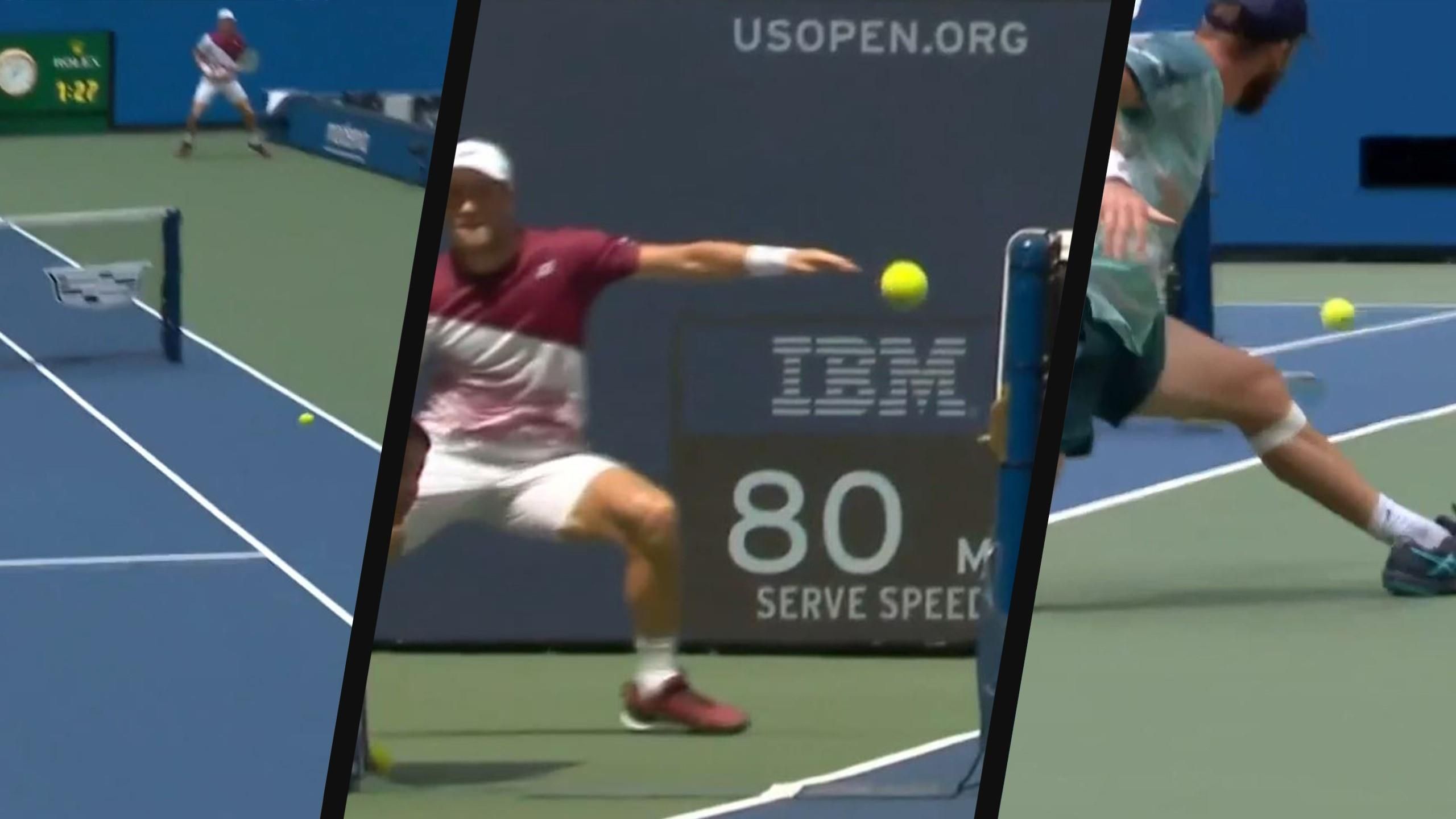 US Open 2022 Casper Ruud und Corentin Moutet mit drei krassen Around-The-Net-Schlägen in einem Match - Tennis Video