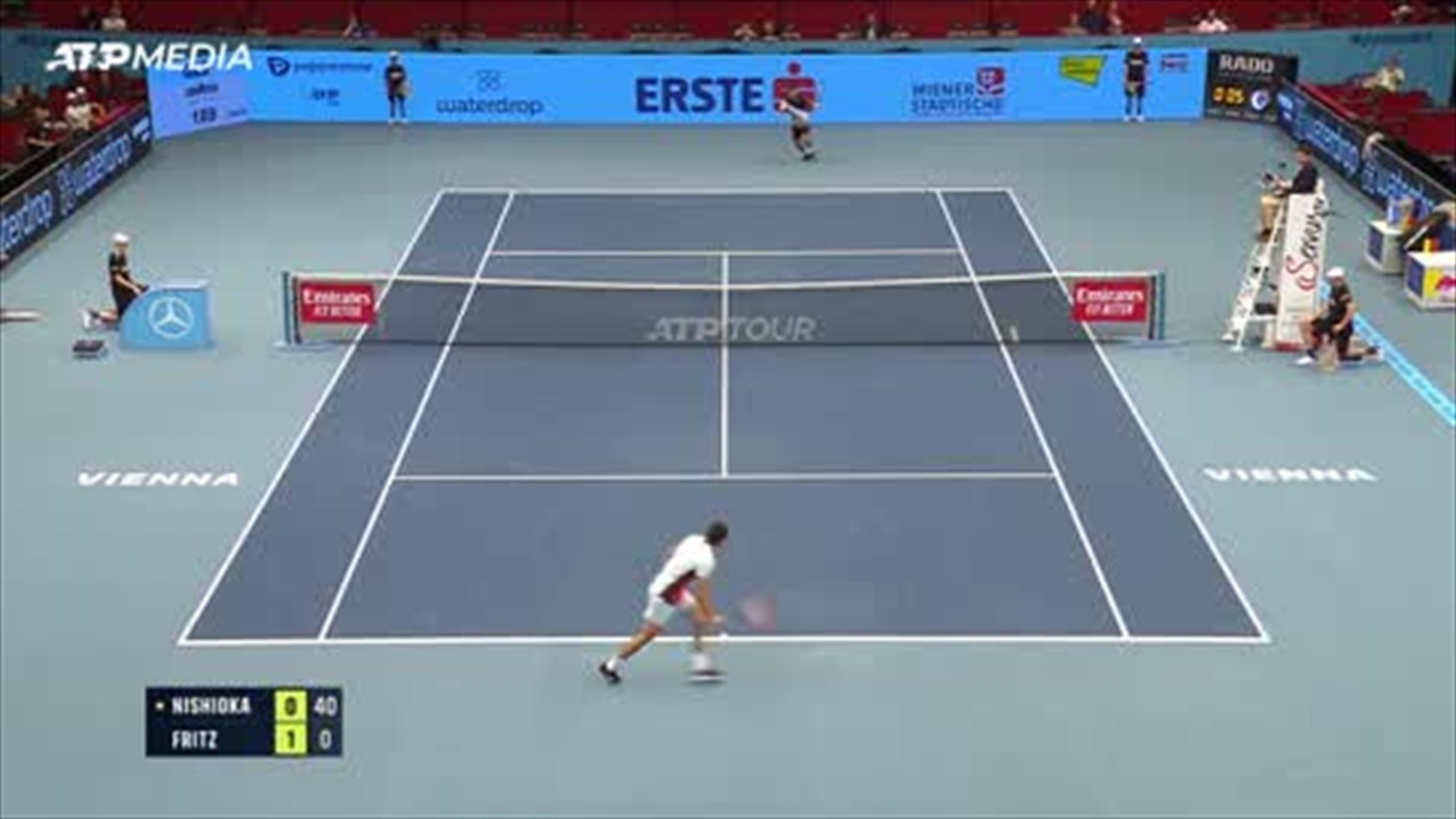 Highlights Taylor Fritz survives Yoshihito Nishioka scare to advance at Vienna Open - Tennis video