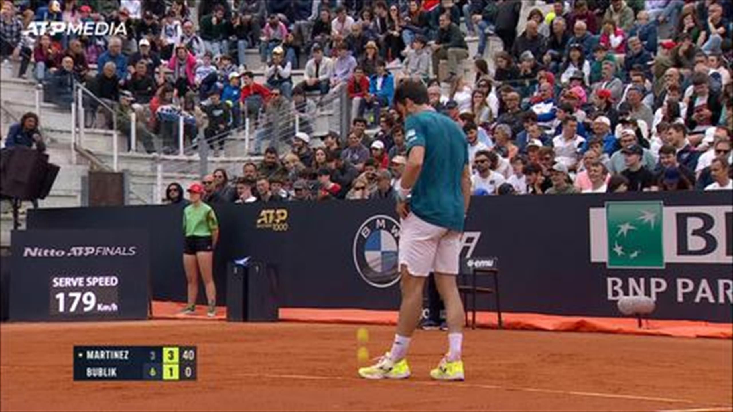 Italian Open Alexander Bublik destroys his racquet in Rome opener against Spains Pedro Martinez - Tennis video
