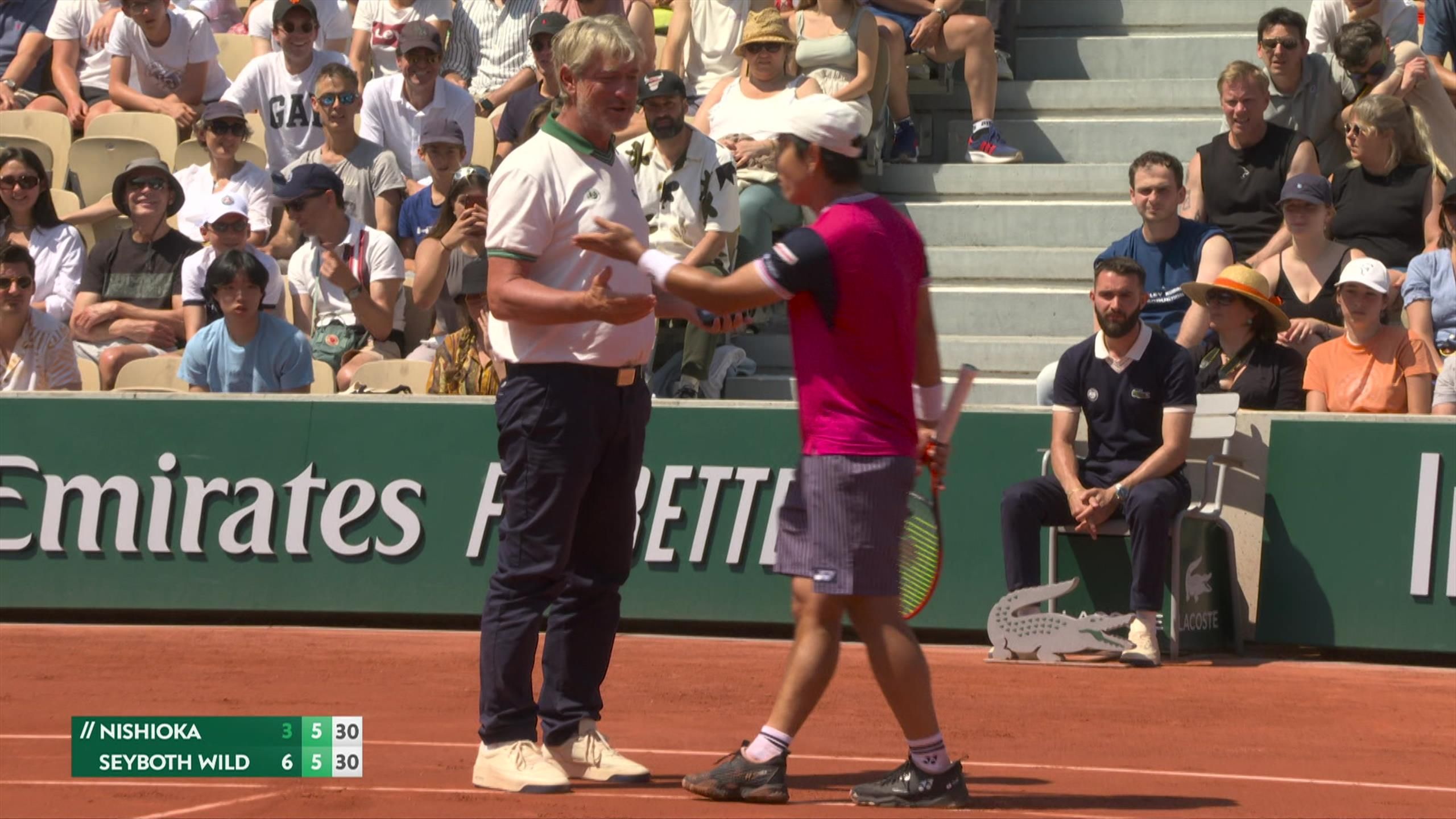 French Open 2023 No way! No way! No way! - Yoshihito Nishioka sees the red mist over decision - Tennis video