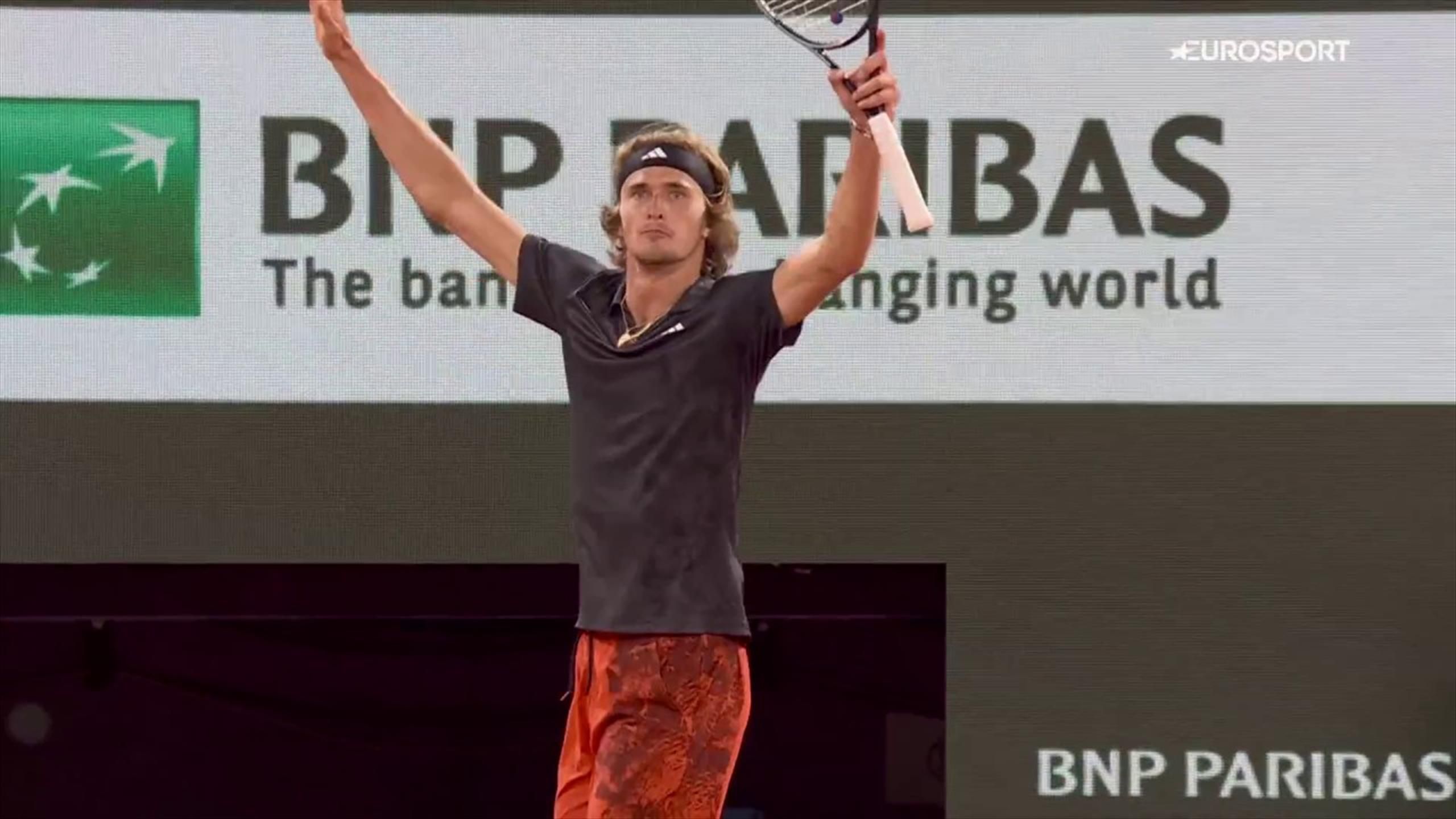 Hes made it! - Alexander Zverev fires shot of the tournament contender against Frances Tiafoe at French Open - Tennis video