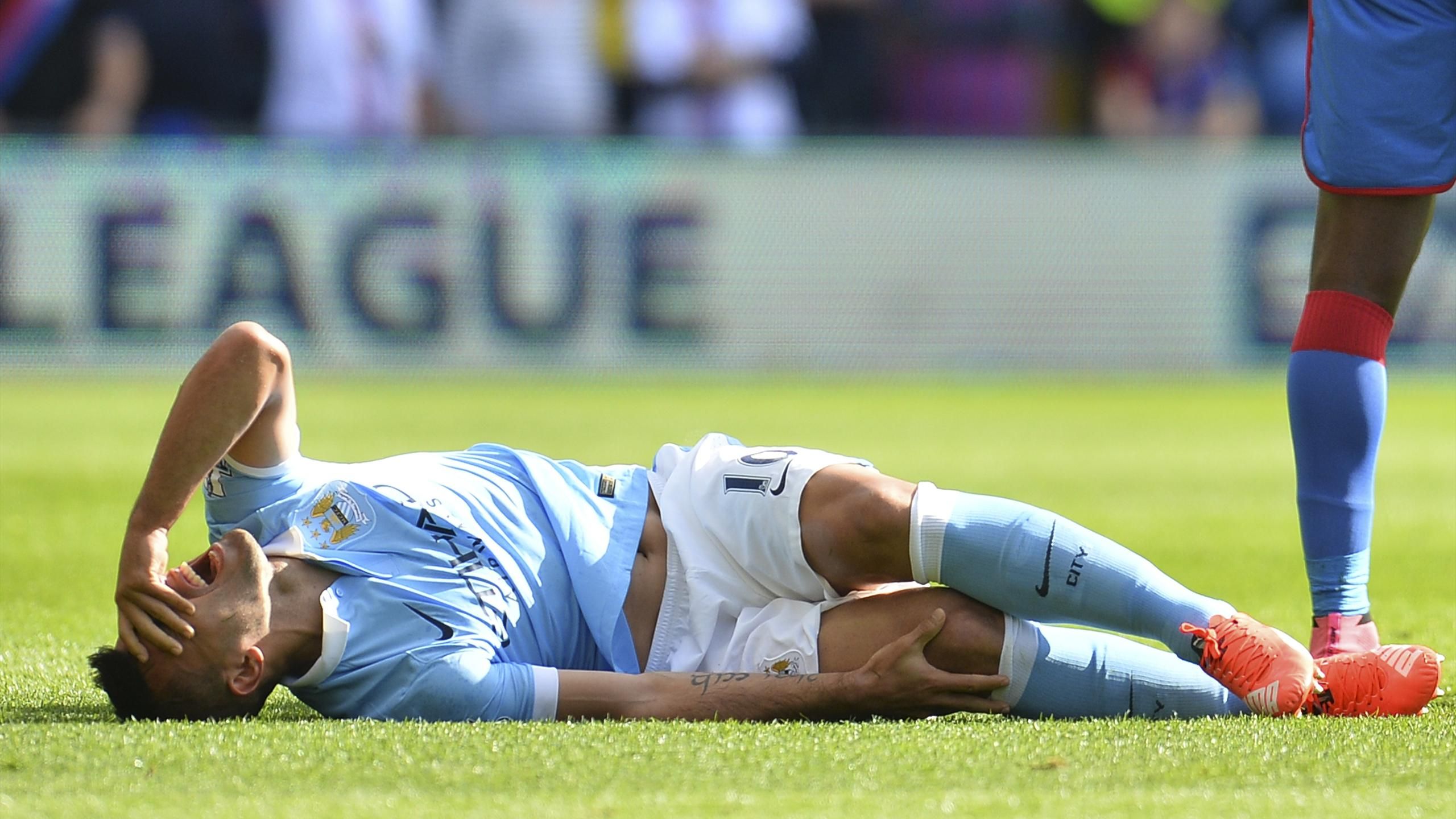 Sergio Aguero off injured after rash tackle on Manchester City striker