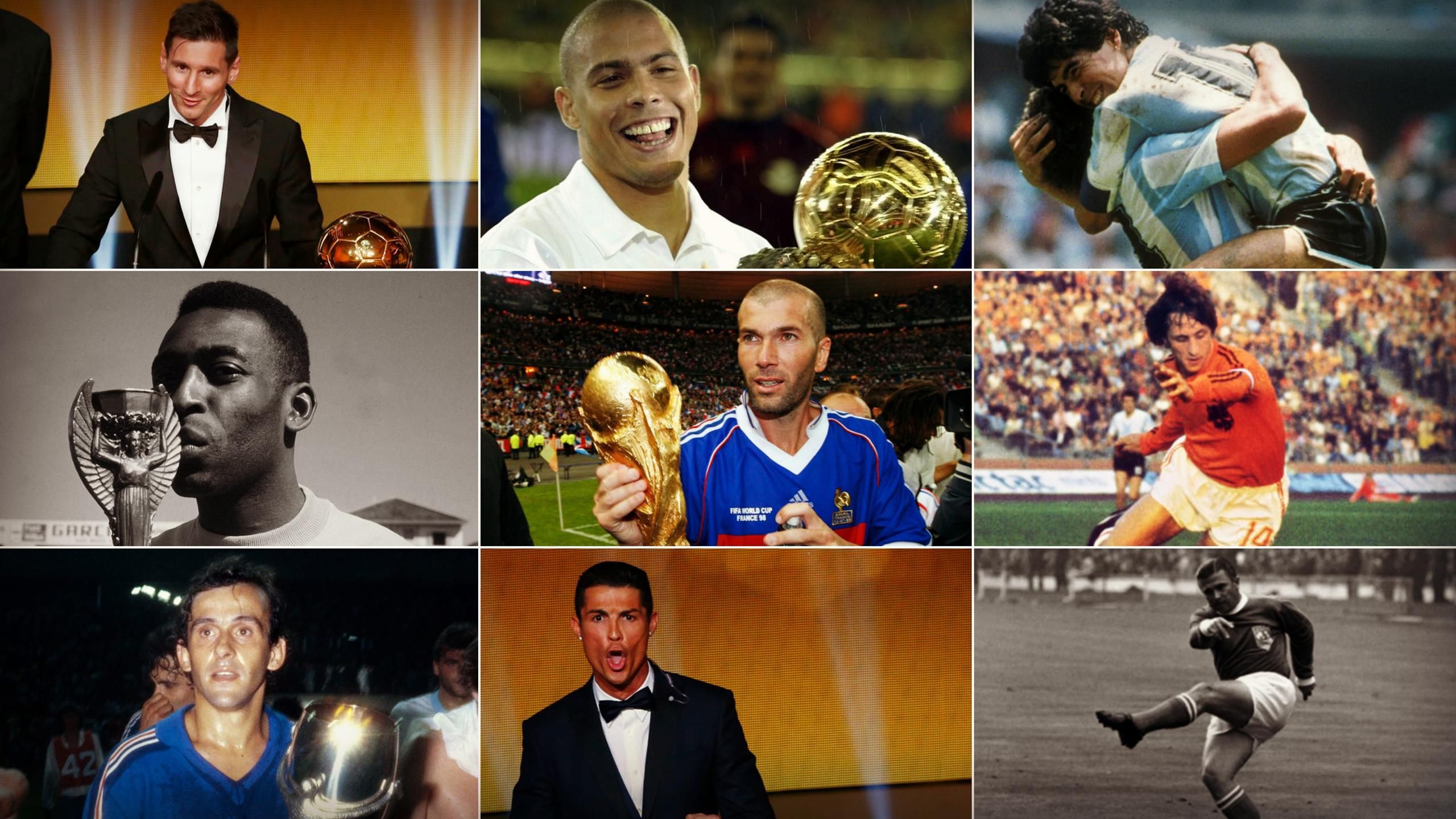 Pele, Franz Beckenbauer, Diego Maradona, Johan Cruyff, Leo Messi