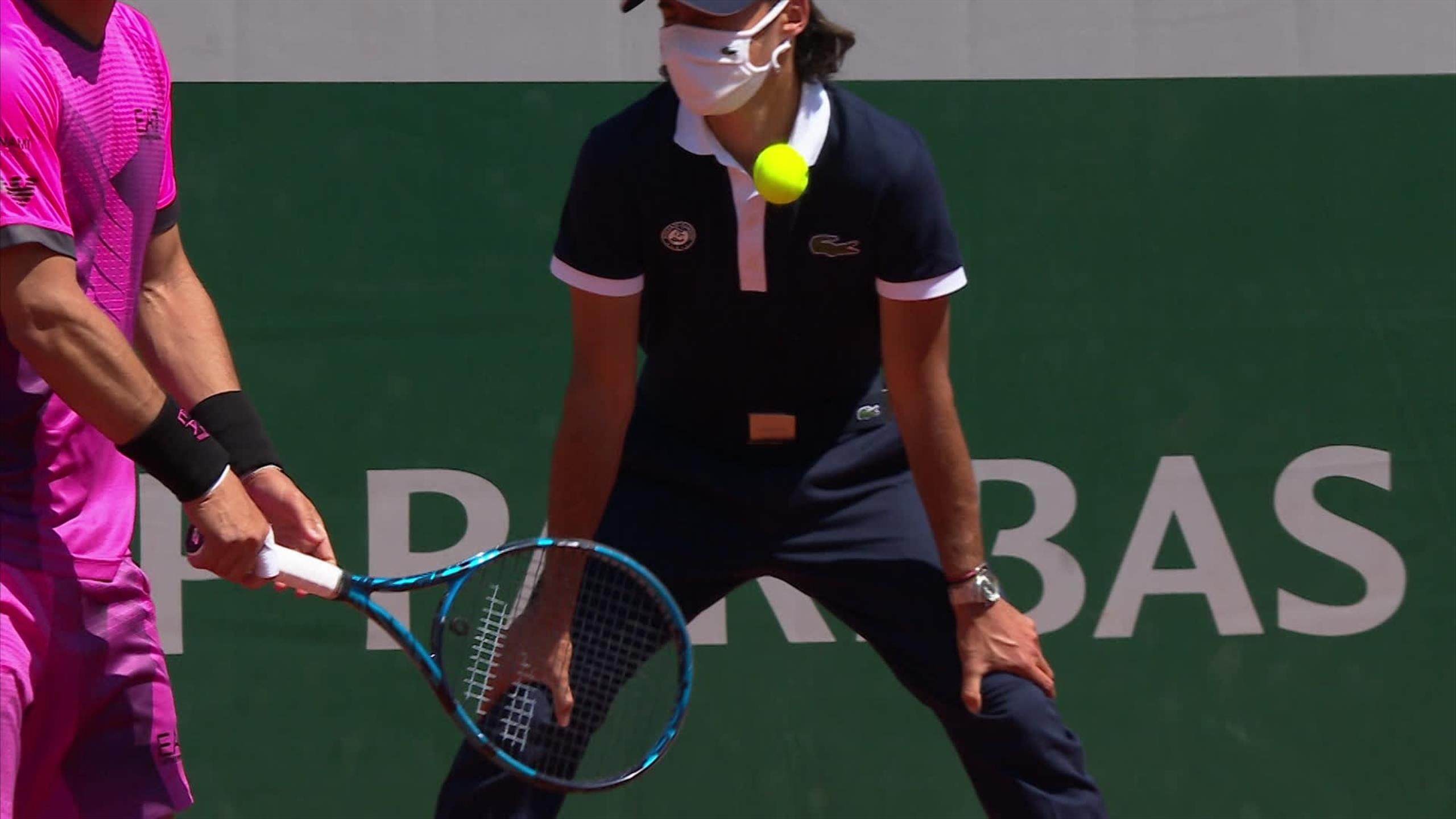 French Open tennis Ouch, nasty! - Line judge struck in neck by serve from Gregoire Barrere v Fabio Fognini
