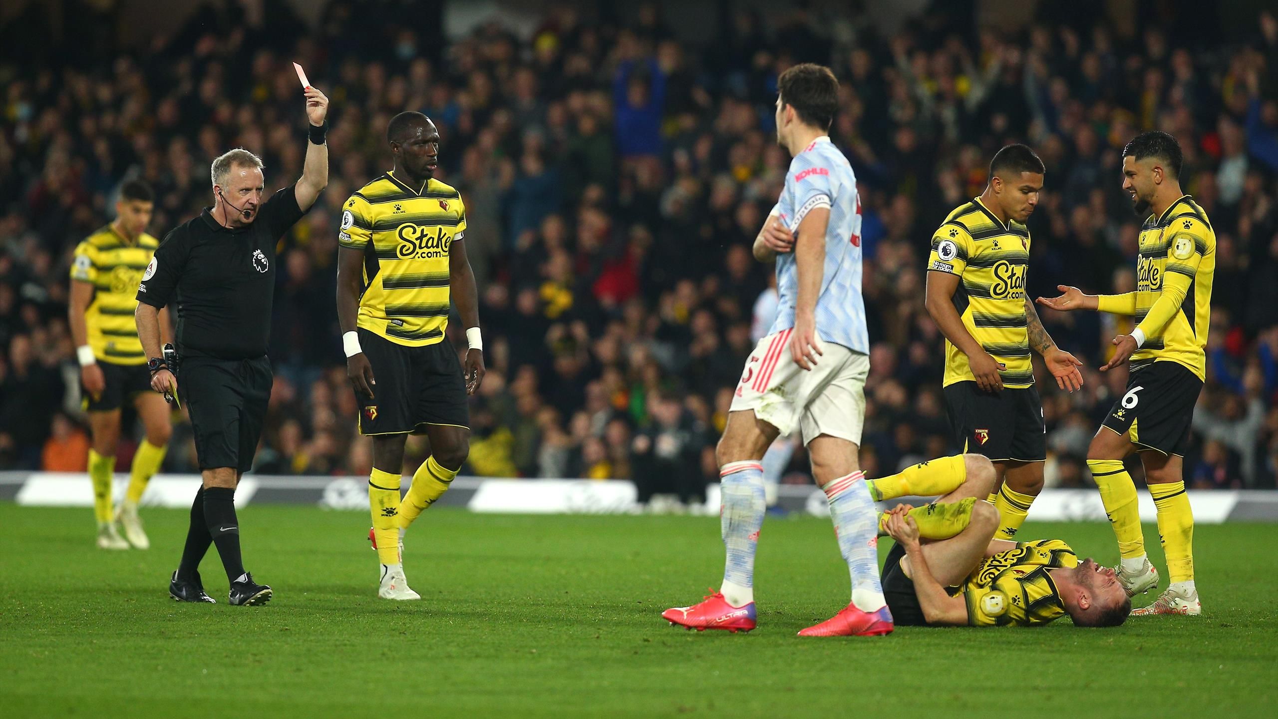 Harry Maguire sees red as woeful Manchester United lose to Watford as poor Premier League form continues Eurosport
