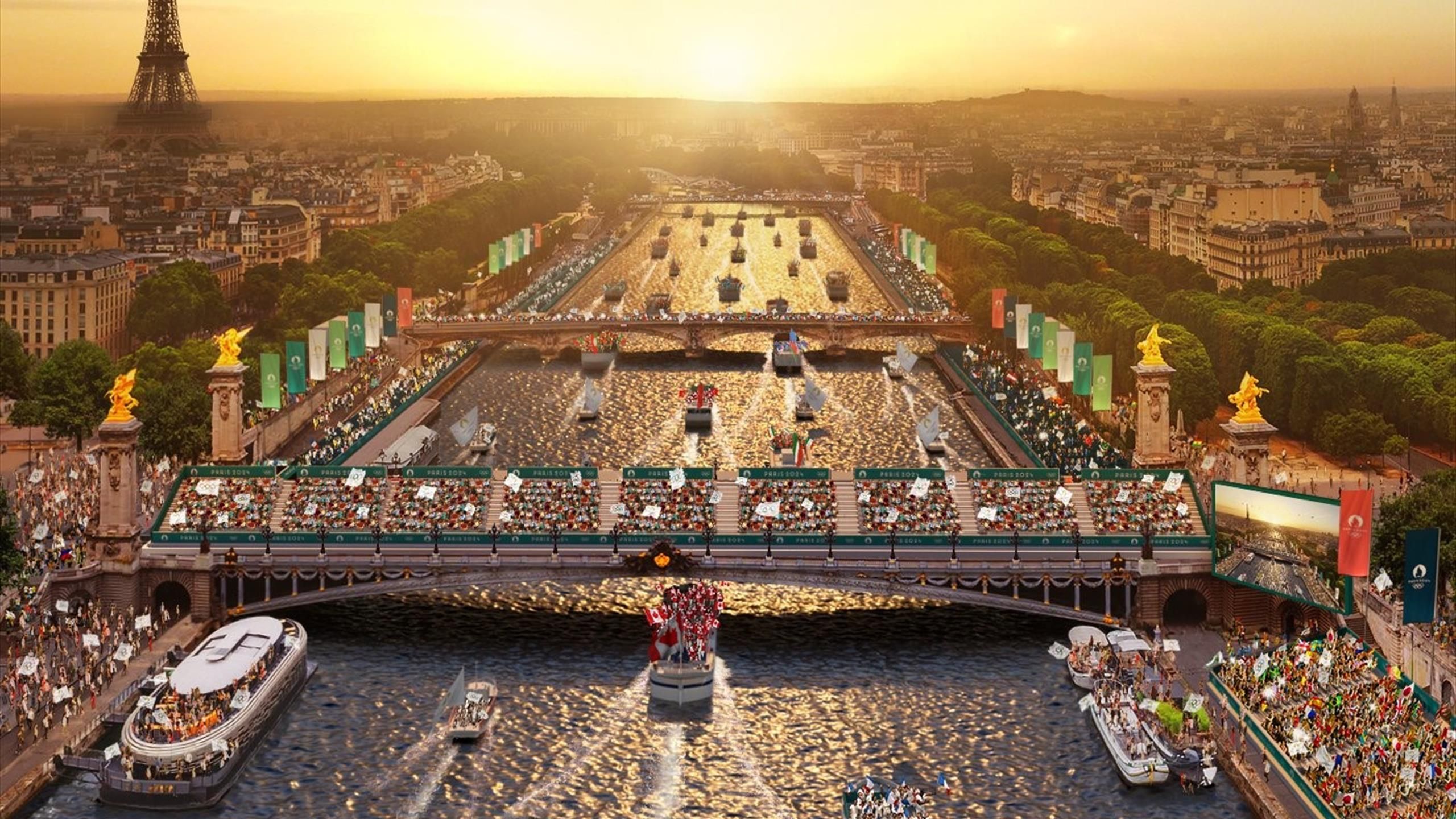 Olympia 2024 Eröffnungsfeier in Paris mit Bootsparade auf der Seine