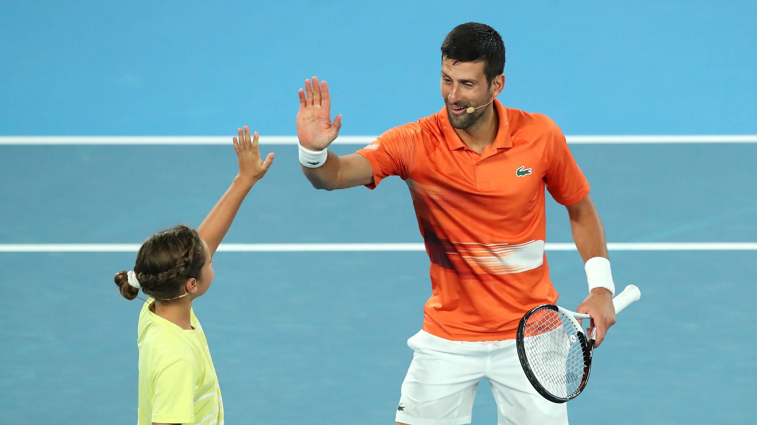 Novak Djokovic seemingly pain free in entertaining exhibition match against Nick Kyrgios ahead of the Australian Open