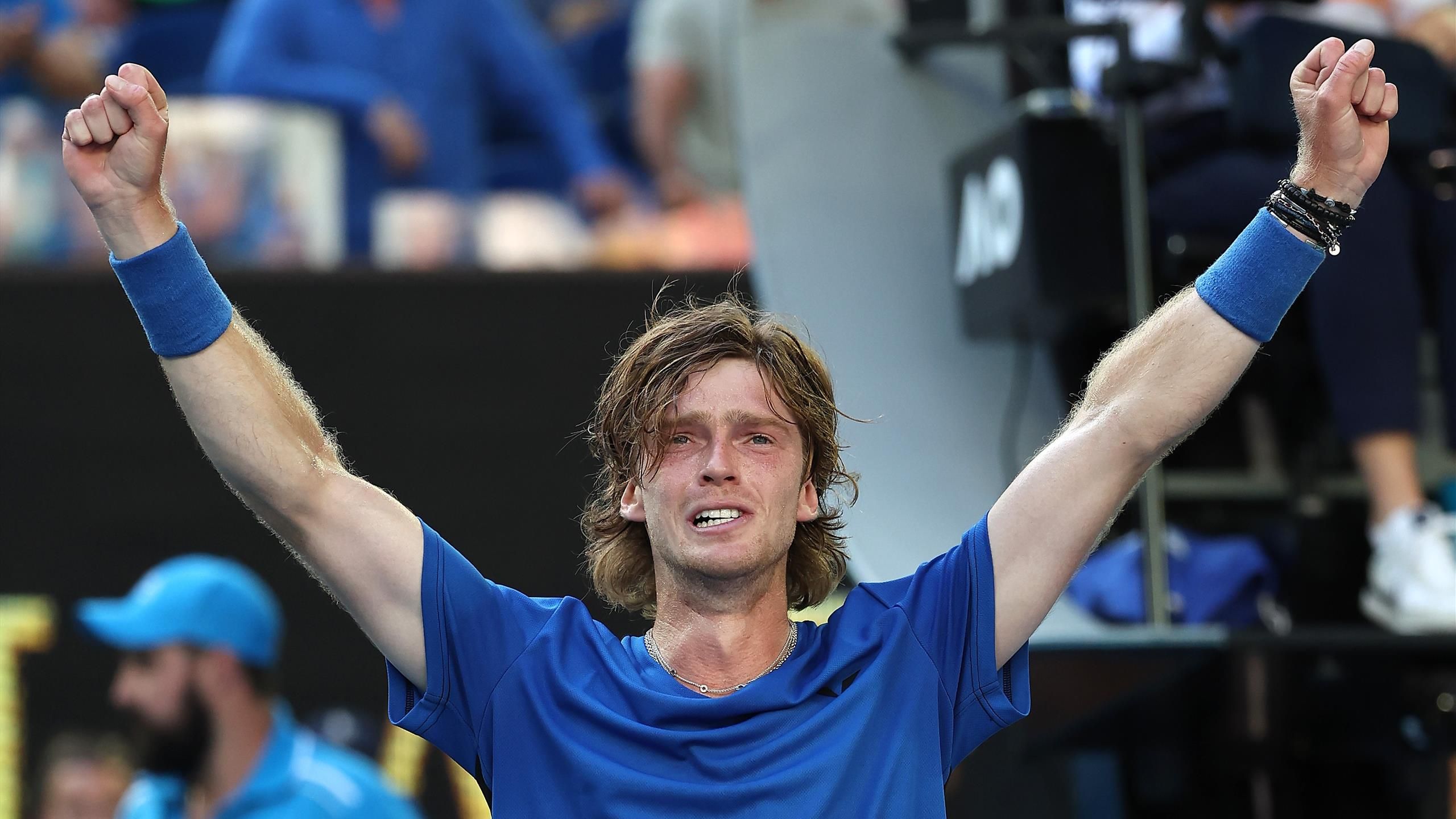 Andrey Rublev saves two match points before beating Holger Rune in five-set thriller to reach Australian Open quarters