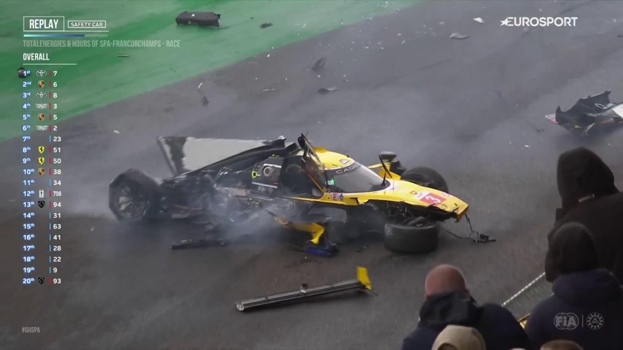 6 uur van Spa Renger van der Zande beleeft zware crash in Eau Rouge, Toyota opnieuw superieur