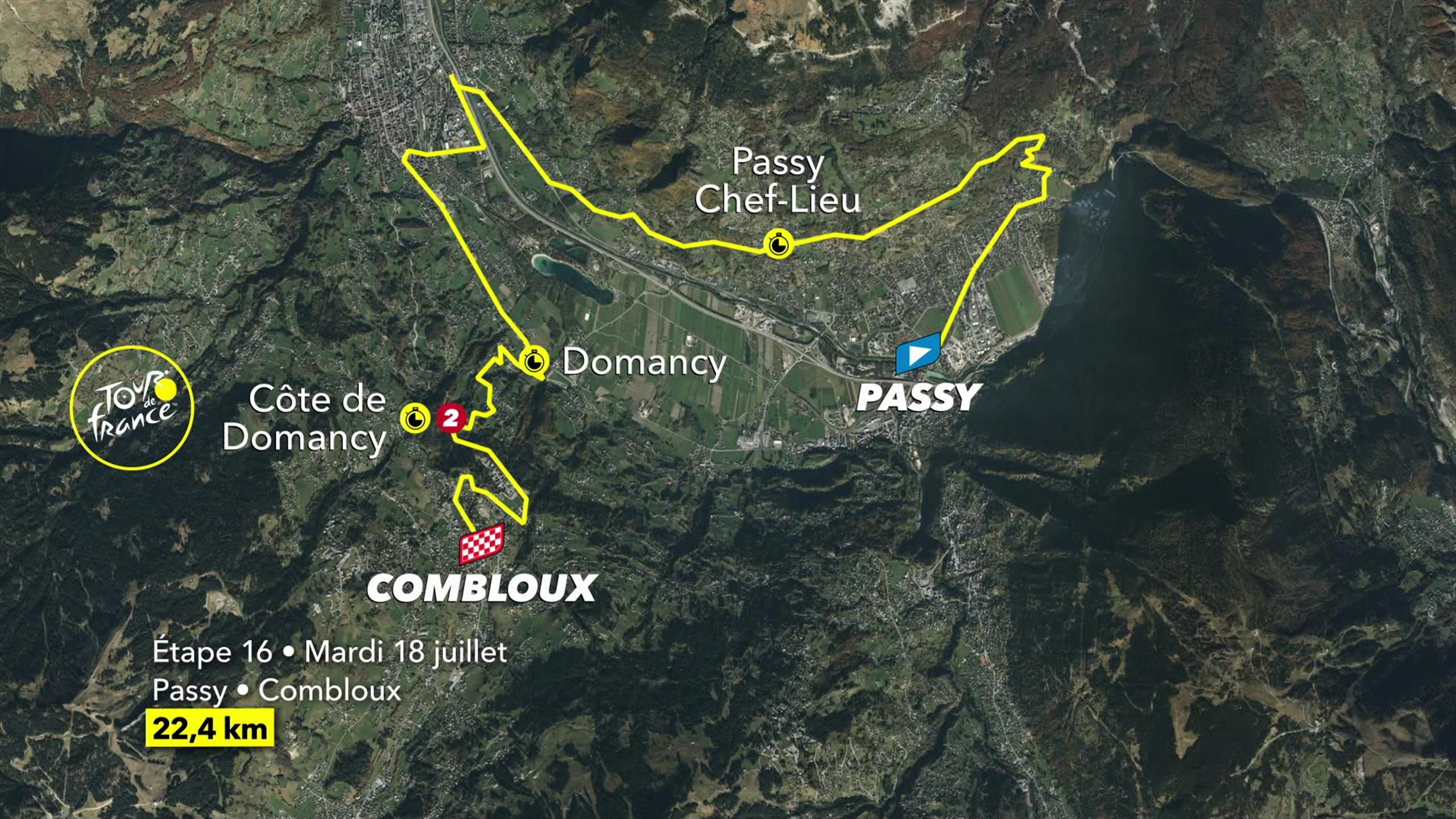 Tour de France - Map of stage 16 - Passy - Combloux (07/18) - Cycling ...