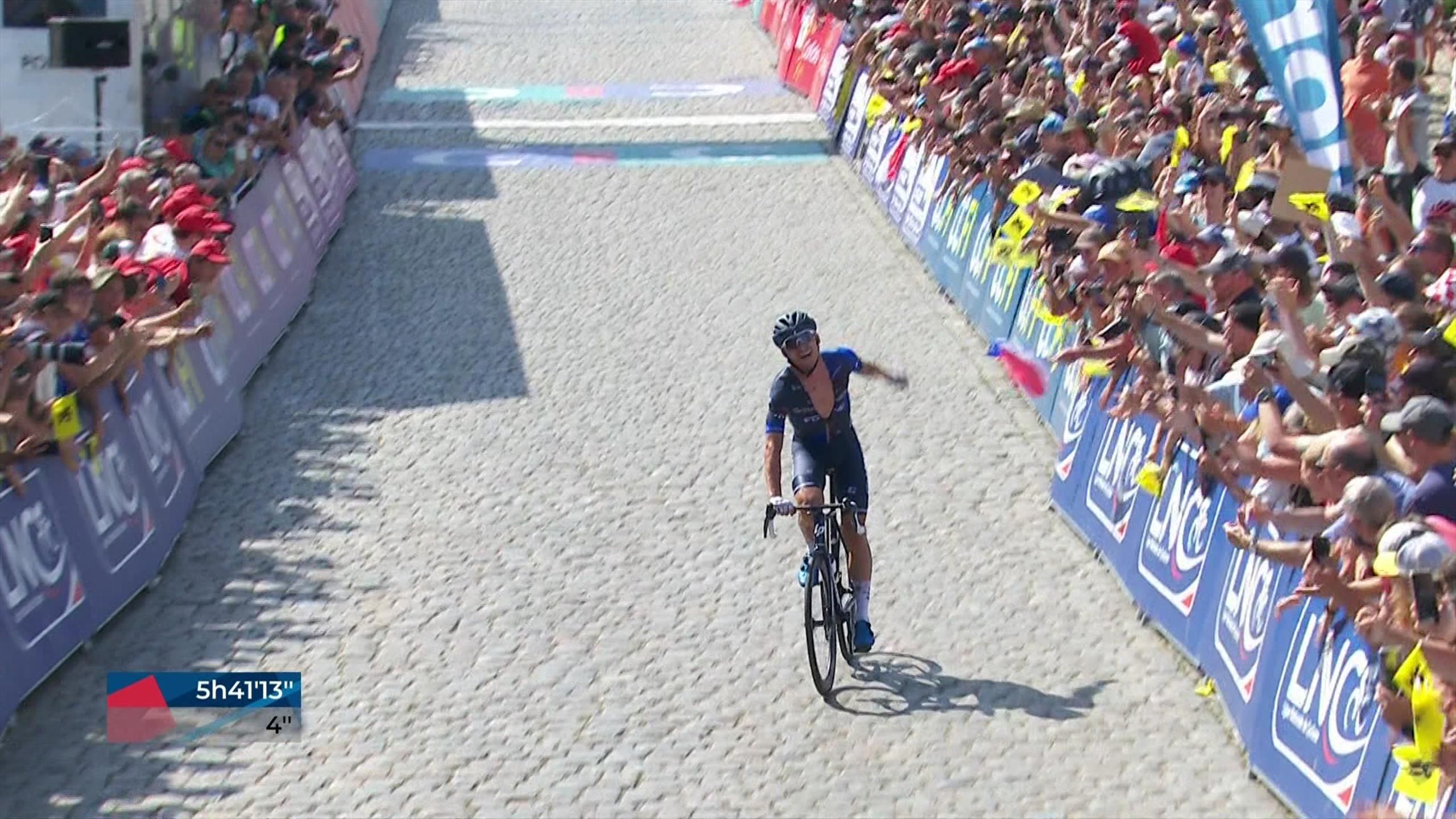 Watch as Valentin Madouas soloes to triumph in Road Race at French