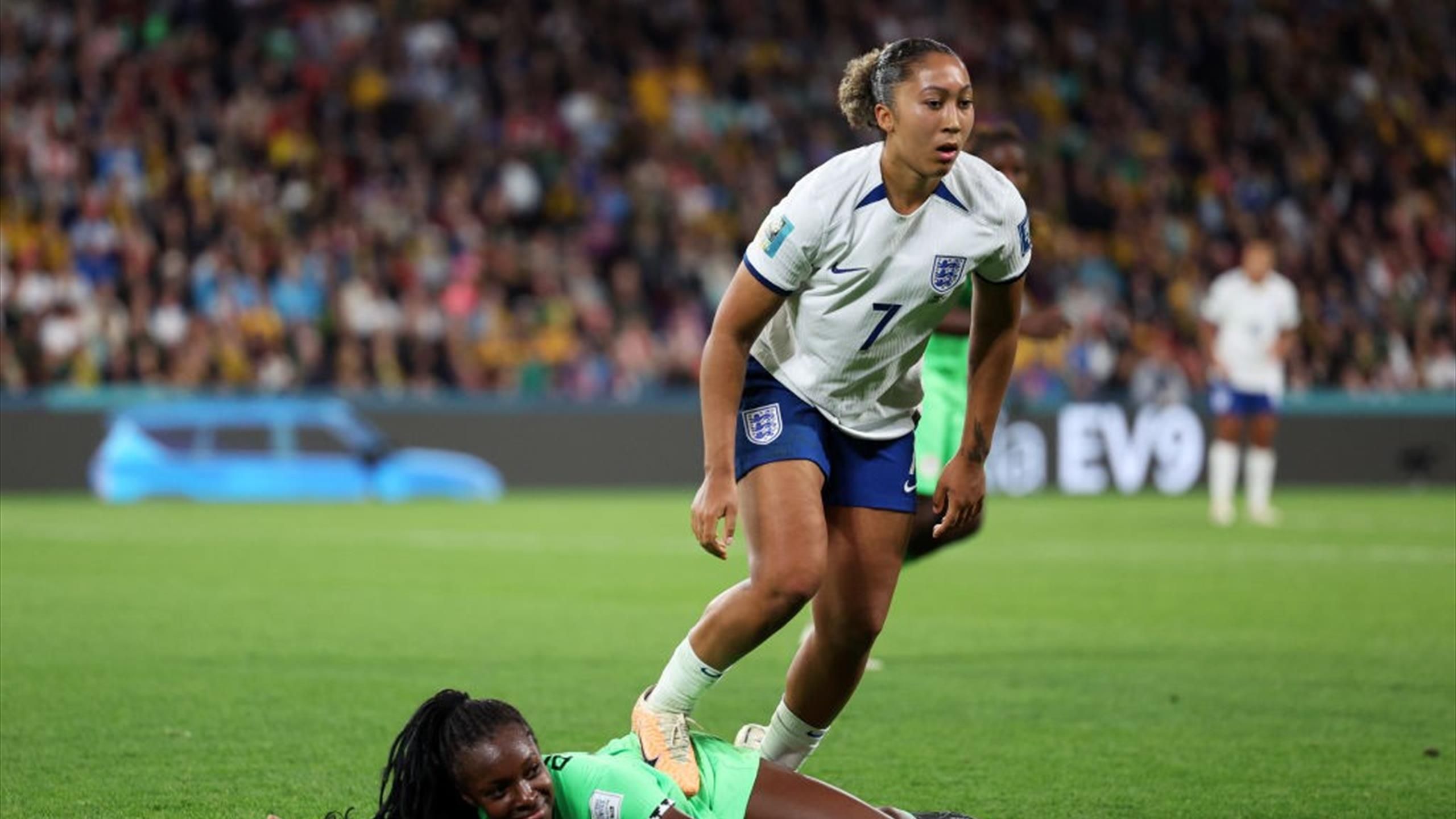 England winger Lauren James banned until World Cup final after FIFA extends punishment for stamp against Nigeria