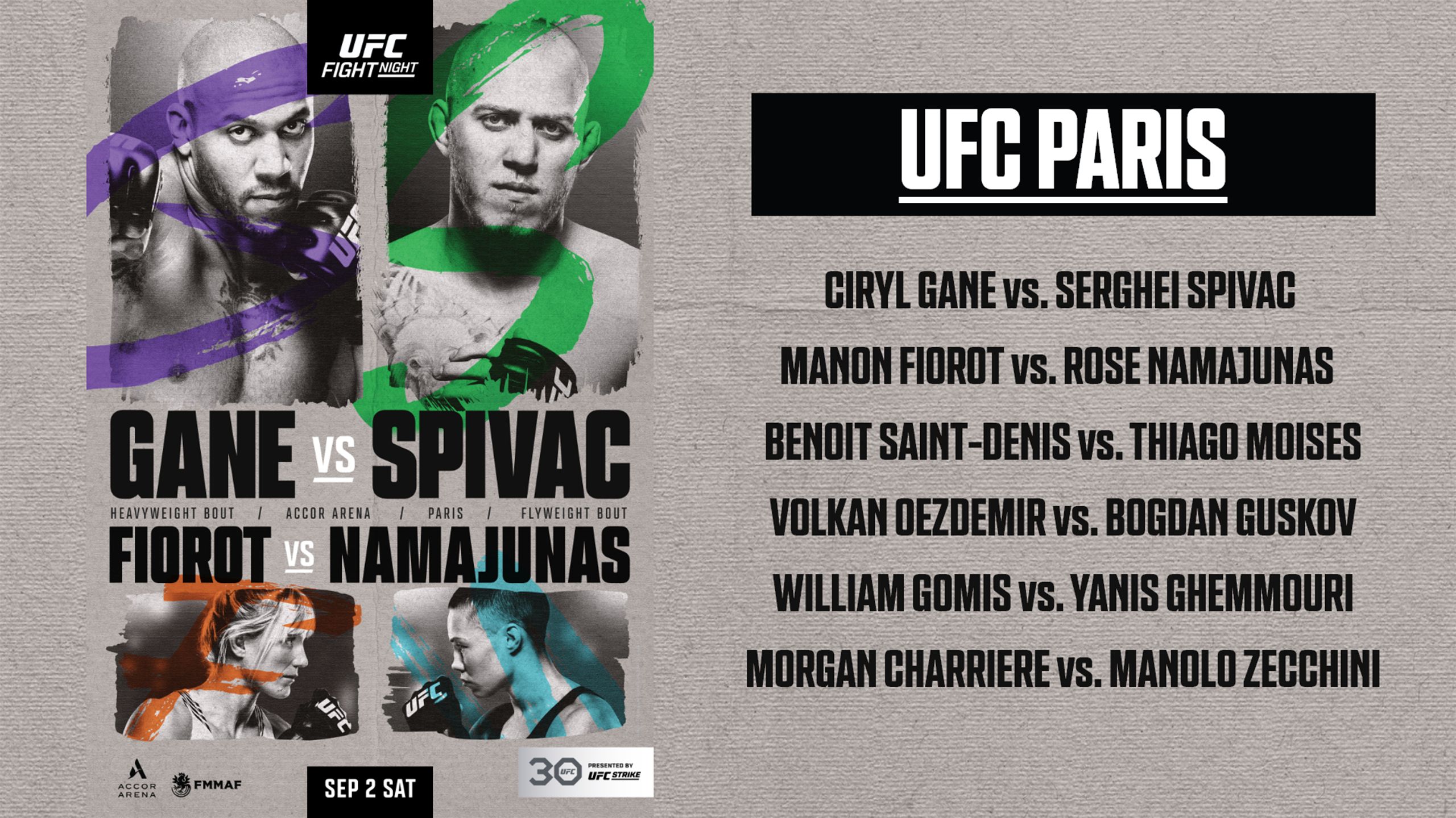 UFC Paris Hoe laat en waar kijk je live naar UFC Paris Gane vs