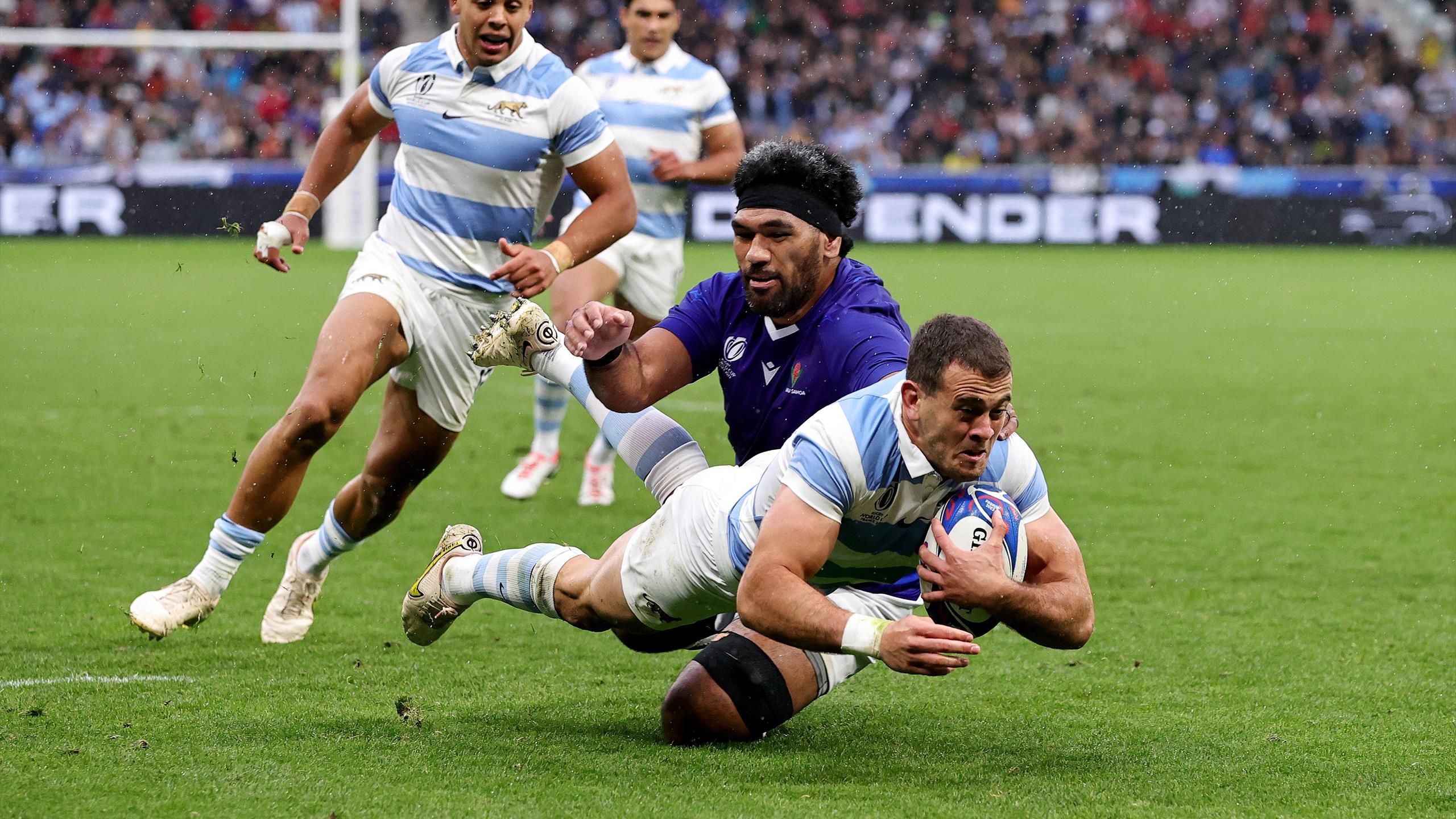 Argentina 19-10 Samoa The Pumas keep Rugby World Cup dream alive with edgy win in saturated Saint-Étienne