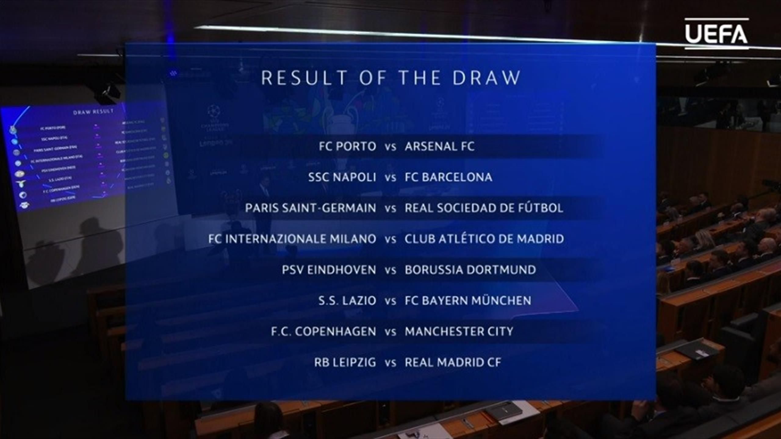 2019/20 UEFA Champions League Round of 16 Draw - YouTube