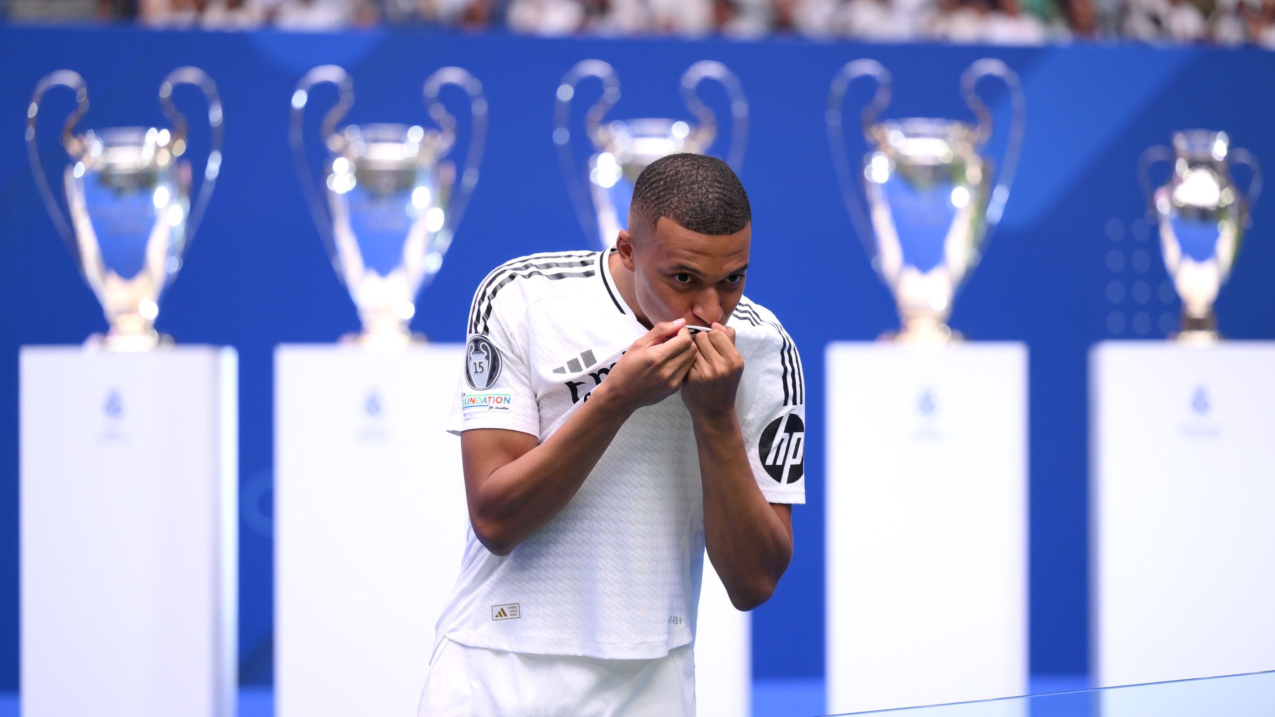 Kylian Mbappe embraces Santiago Bernabeu capacity crowd in official