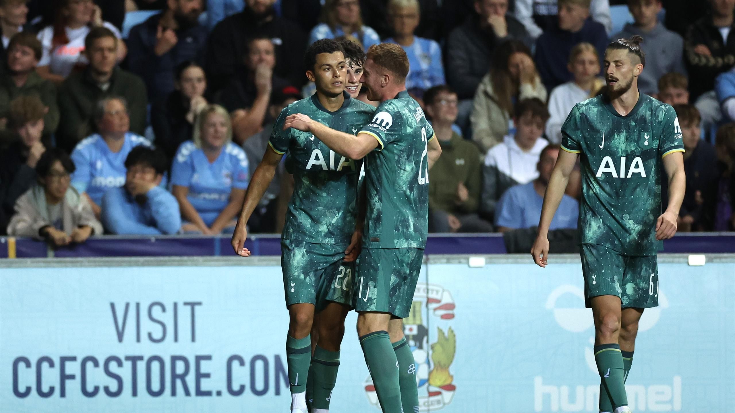 Coventry 1-2 Tottenham: Late goals from Djed Spence and Brennan Johnson send Spurs through to Carabao Cup fourth round