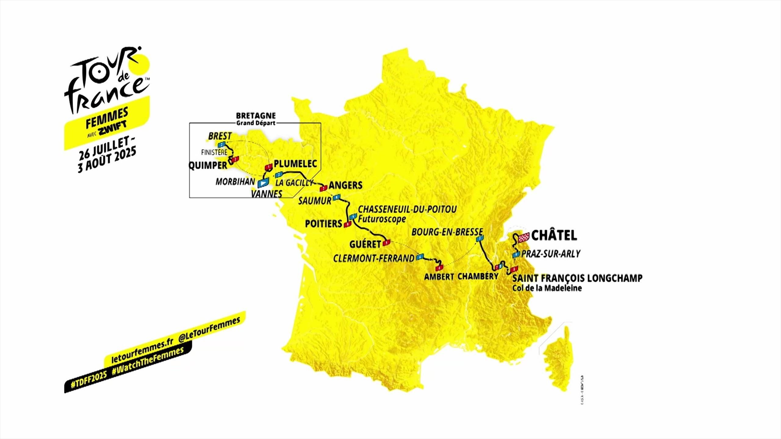 Tour de France Femmes 2025 Le parcours du Tour de France 2025 en