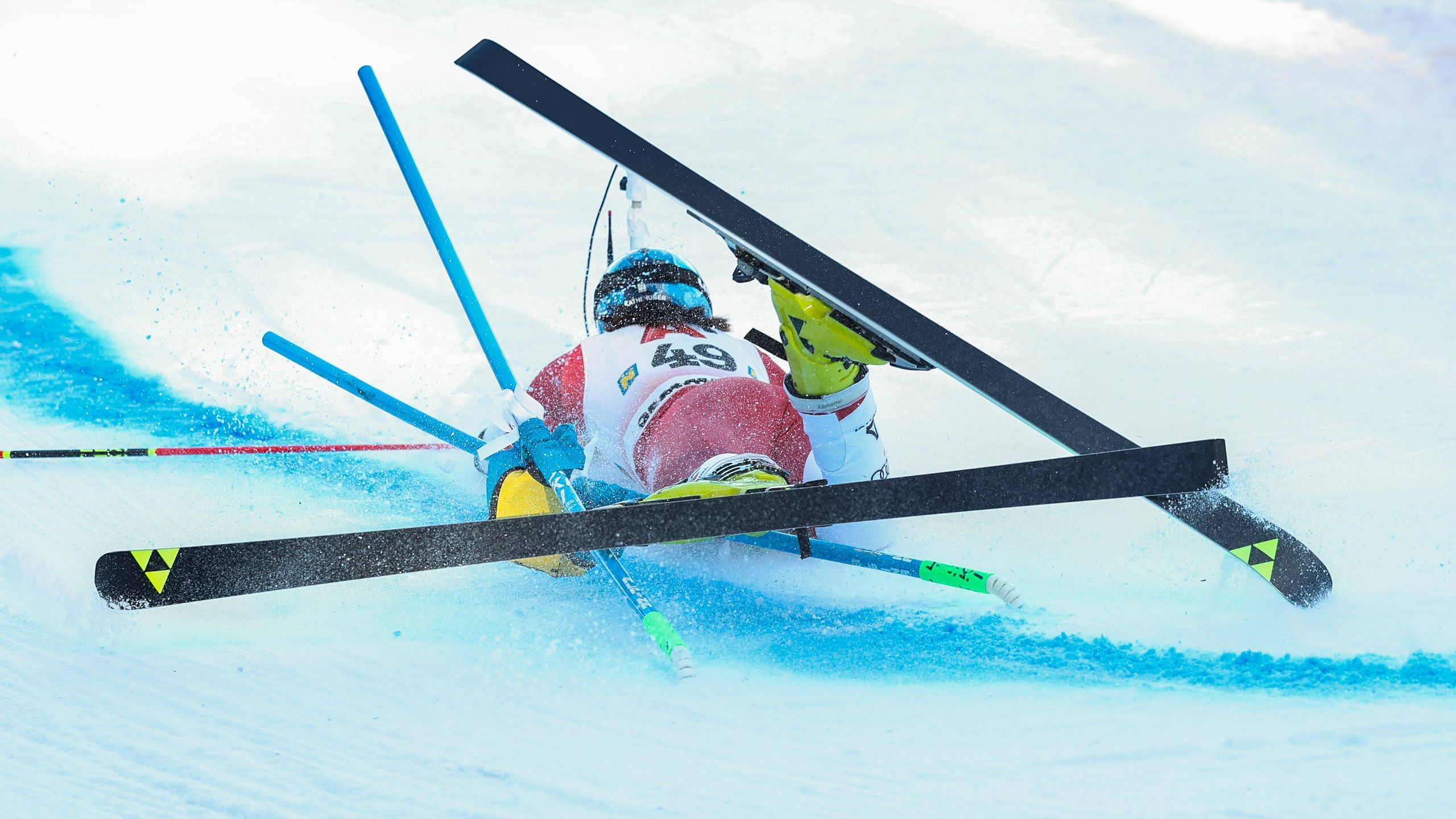 Semmering Katharina Huber reagiert nach SlapstickSturz aus dem Starthaus im Riesenslalom mit