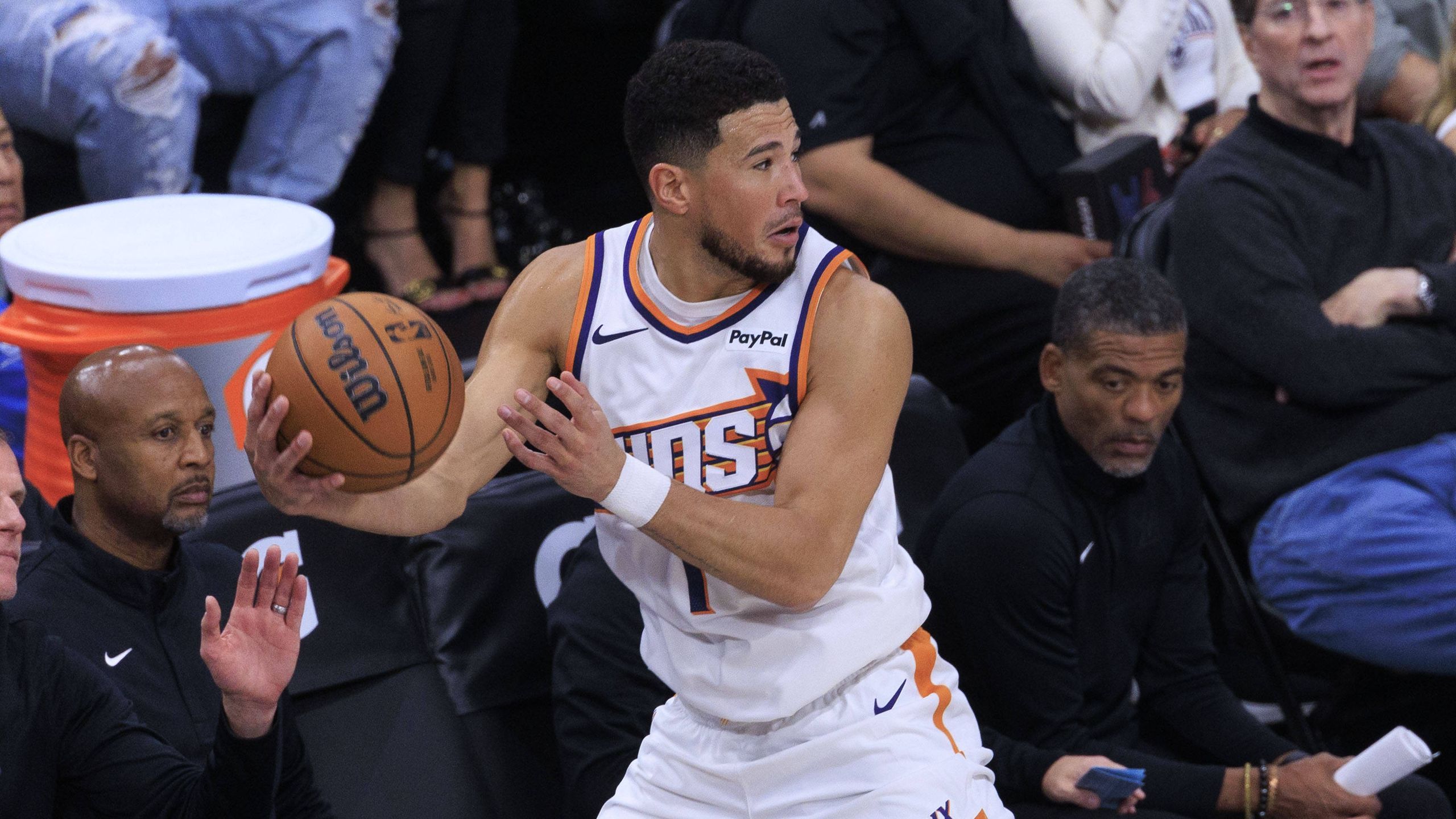 Vibrant Devin Booker, Jalen Green Questionable For Suns-thunder Scene Digital Art