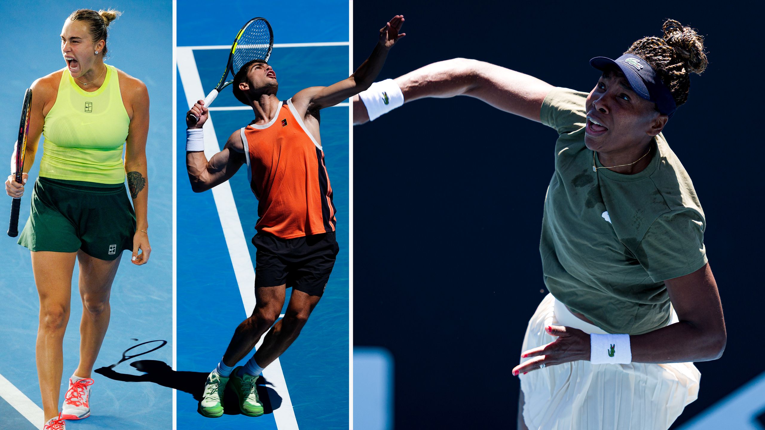 Her er overblikket over søndagens største kampe i Australian Open 2026: Aryna Sabalenka, Venus Williams, Carlos Alcaraz og mange andre skal i aktion