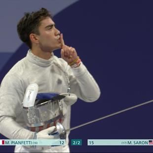 Sciabola maschile - Mitchell Saron batte il francese Maxime Pianfetti e