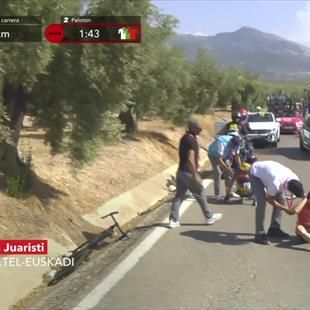 Vuelta a España | Ciccone en Juaristi beleven horrormoment - Vallen door overstekend hert
