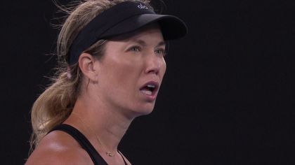 Collins drops racquet in celebration - then realises she hasn't won!