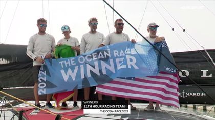 The Ocean Race | Eindwinnaar 11th Hour Racing Team viert feestje bij aanmeren in haven Genua