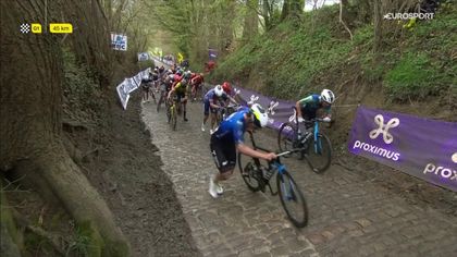 Riders forced to WALK up Koppenberg as Van der Poel blasts clear