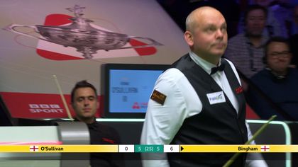 ‘Ball-run strikes again’ – Bingham flukes a red and gives thumbs up to ‘snooker gods’