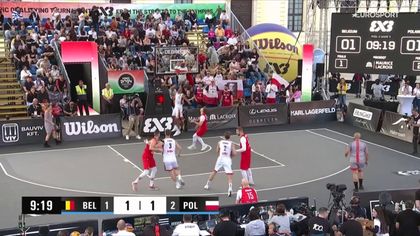 Ładna akcja Belgów na 2:1 w starciu z Polską w kwalifikacjach olimpijskich koszykarzy 3x3