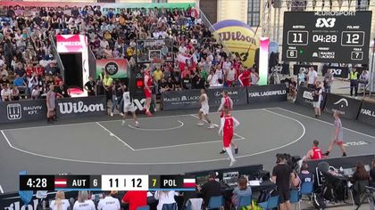 Wsad Boguckiego na 13:11 w meczu Polska - Austria w ćwierćfinale kwalifikacji koszykarzy 3x3