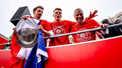 Dutch delight! PSV celebrate Eredivisie title with bus parade