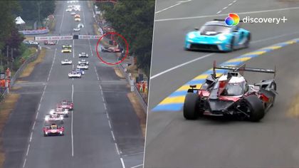 Første uheld inden for to minutter af Le Mans: Vådt føre sender Cadillac i barrieren