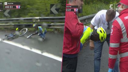 Biniam Girmay må udgå af årets Giro d’Italia efter to styrt på få minutter