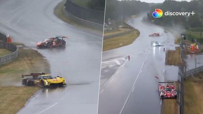 Uheld efter uheld: Adskillige biler mister føring på spejlglatte veje ved Le Mans