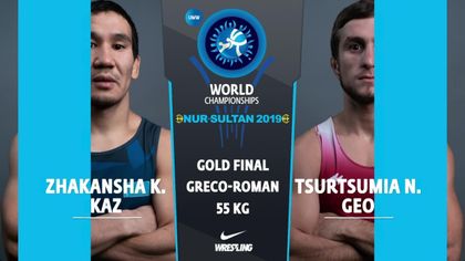 Georgia's Tsurtusmia wins gold in the 55K Greco-Roman wrestling