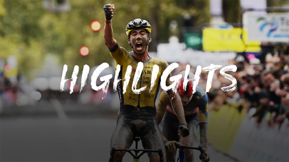 Highlights from a muddy Paris Tours as Christophe Laporte sprints to victory