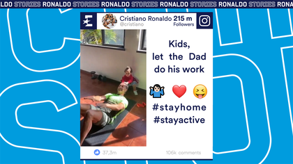 Cristiano Ronaldo si allena a casa con la famiglia: i bambini si trasformano in manubri!