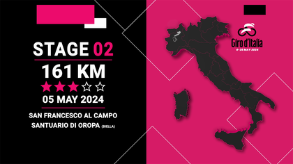 Mapa 2. etapu Giro d'Italia, San Francesco al Campo - Santuario di Oropa (Biella)