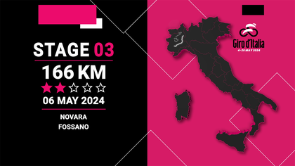 Mapa 3. etapu Giro d'Italia, Novara - Fossano